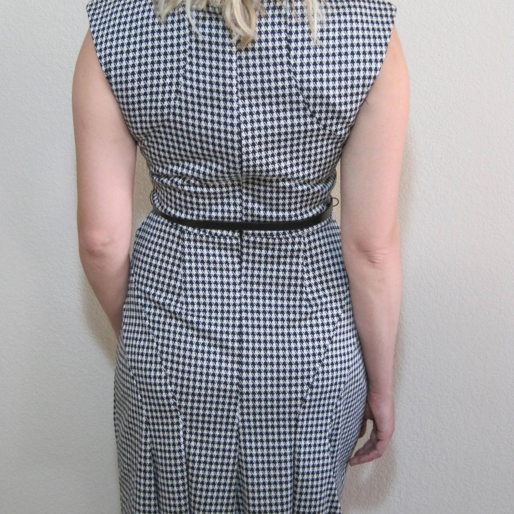 MERONA SHEATH BLACK WHITE HOUNDSTOOTH DRESS MEDIUM - Picture 2 of 6